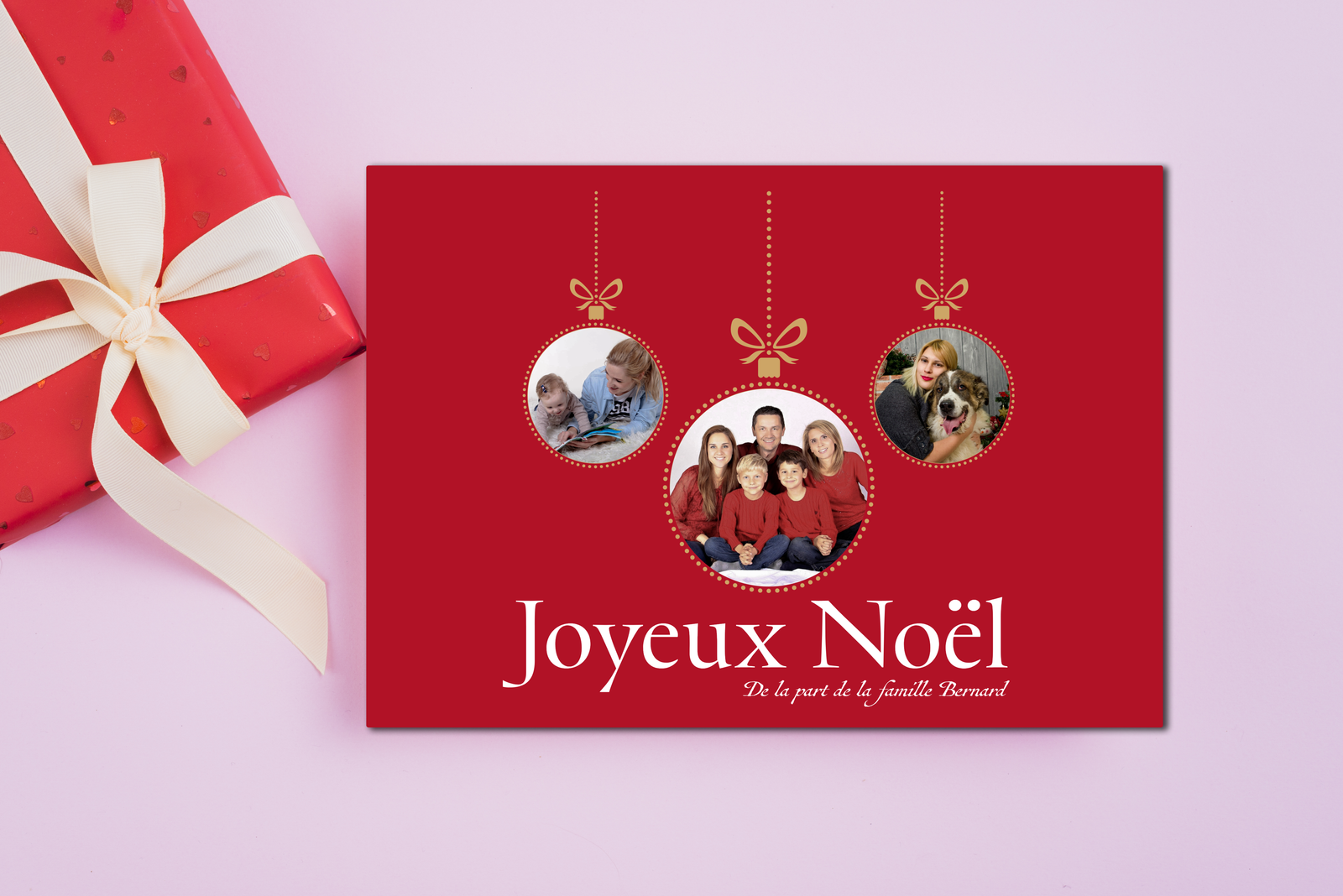 Modèle 16 - Carte de vœux 4 boules bleue